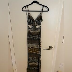 Boutique animal print cut out dress